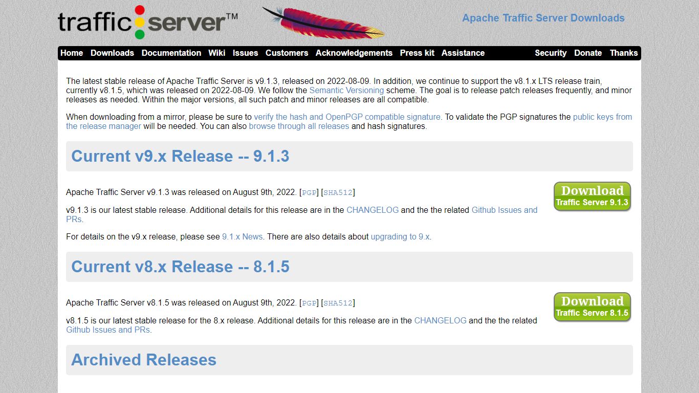 Apache Traffic Server Downloads